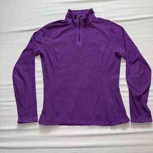 The North Face Womens TKA 100 Fleece Quarter Zip Pullover Purple XS Microfleece